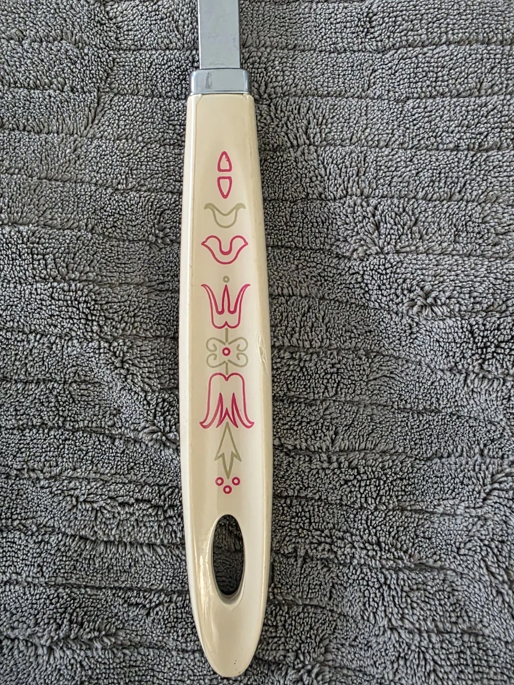 Vintage Androck Stainless Steel Ladle Pour Spout Pink Tulip Retro MCM